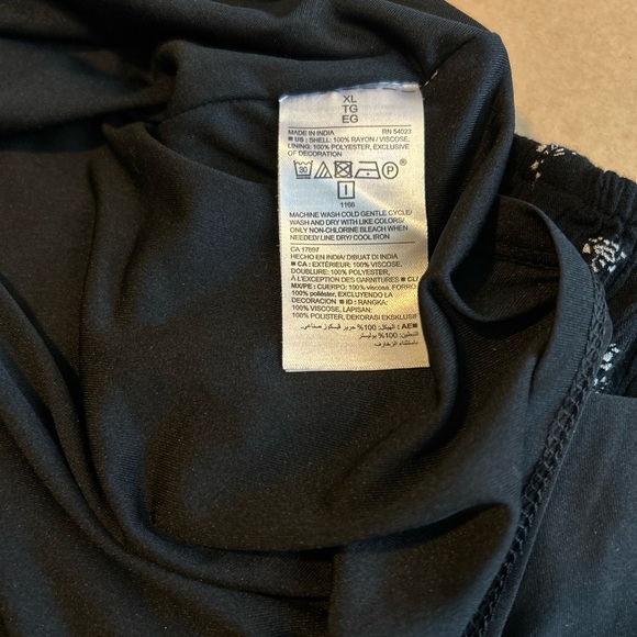 Old Navy long sleeve BOHO empire black print dress XL - Picture 15 of 15